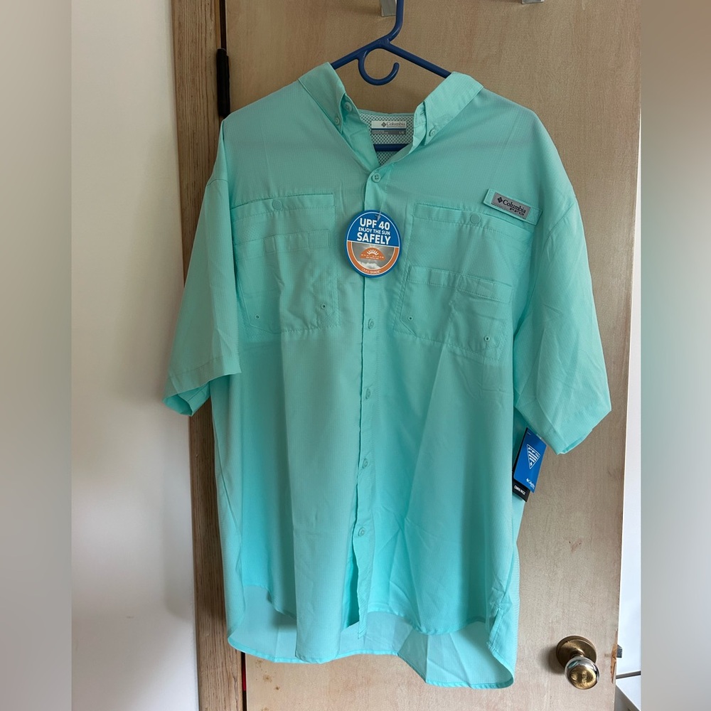 Columbia PFG Mint Green Short Sleeve Shirt